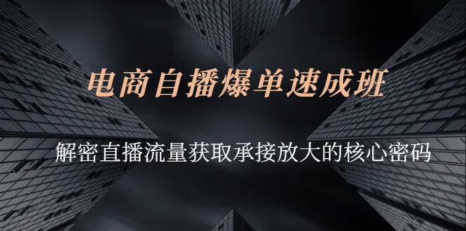 电商自播爆单速成班：解密直播流量获取承接放大的核心密码-尖峰创圈资源站